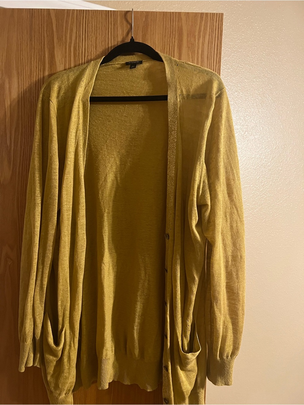Ann Taylor Men's Mustard Yellow Open-Front Cardigan